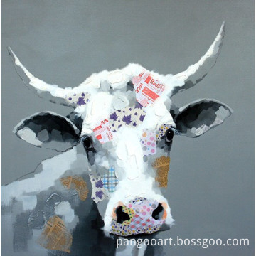 Frameless abstract african design animal oil painting art of Cow